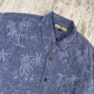 Tommy‎ Bahama Men's Silk  Short Sleeve Floral Beach Camp Shirt Blue Size M